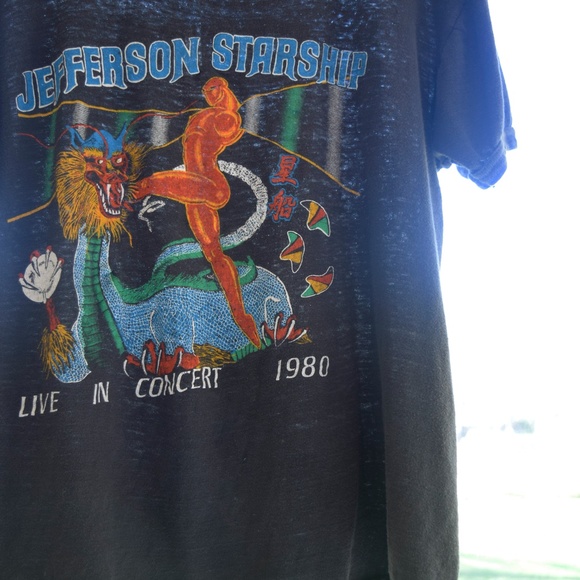Rare Vintage Jefferson Starship 1980 Soft Thin Tour Parking Lot Boot Tee Black